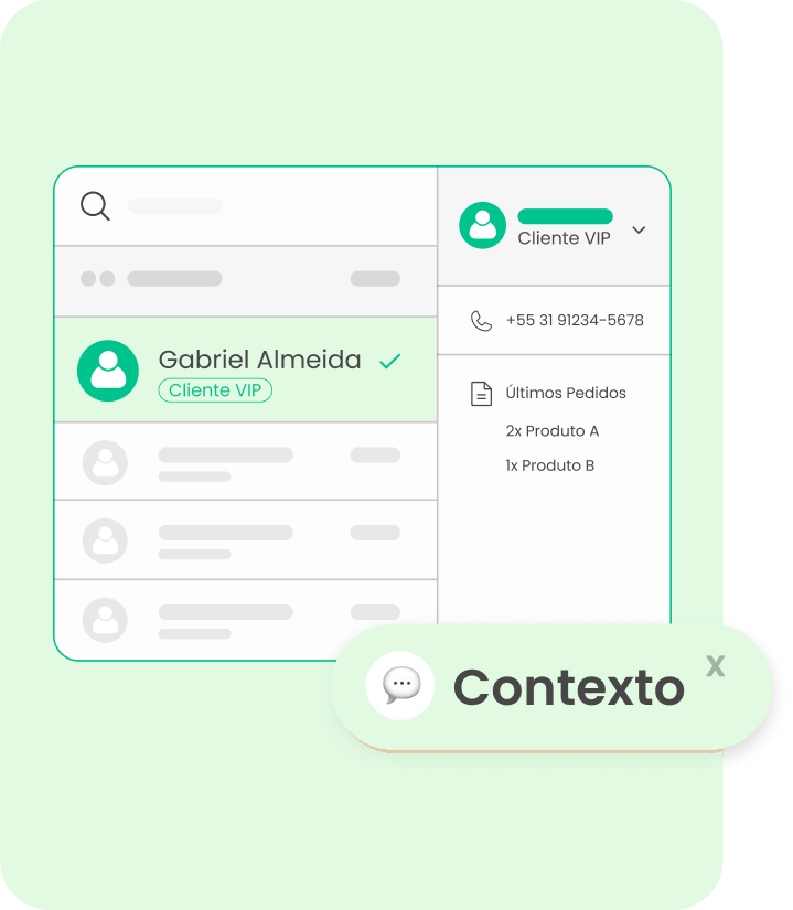 Histórico do cliente na conversa